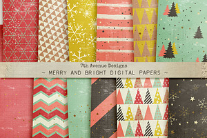 Merry And Bright Digital Papers