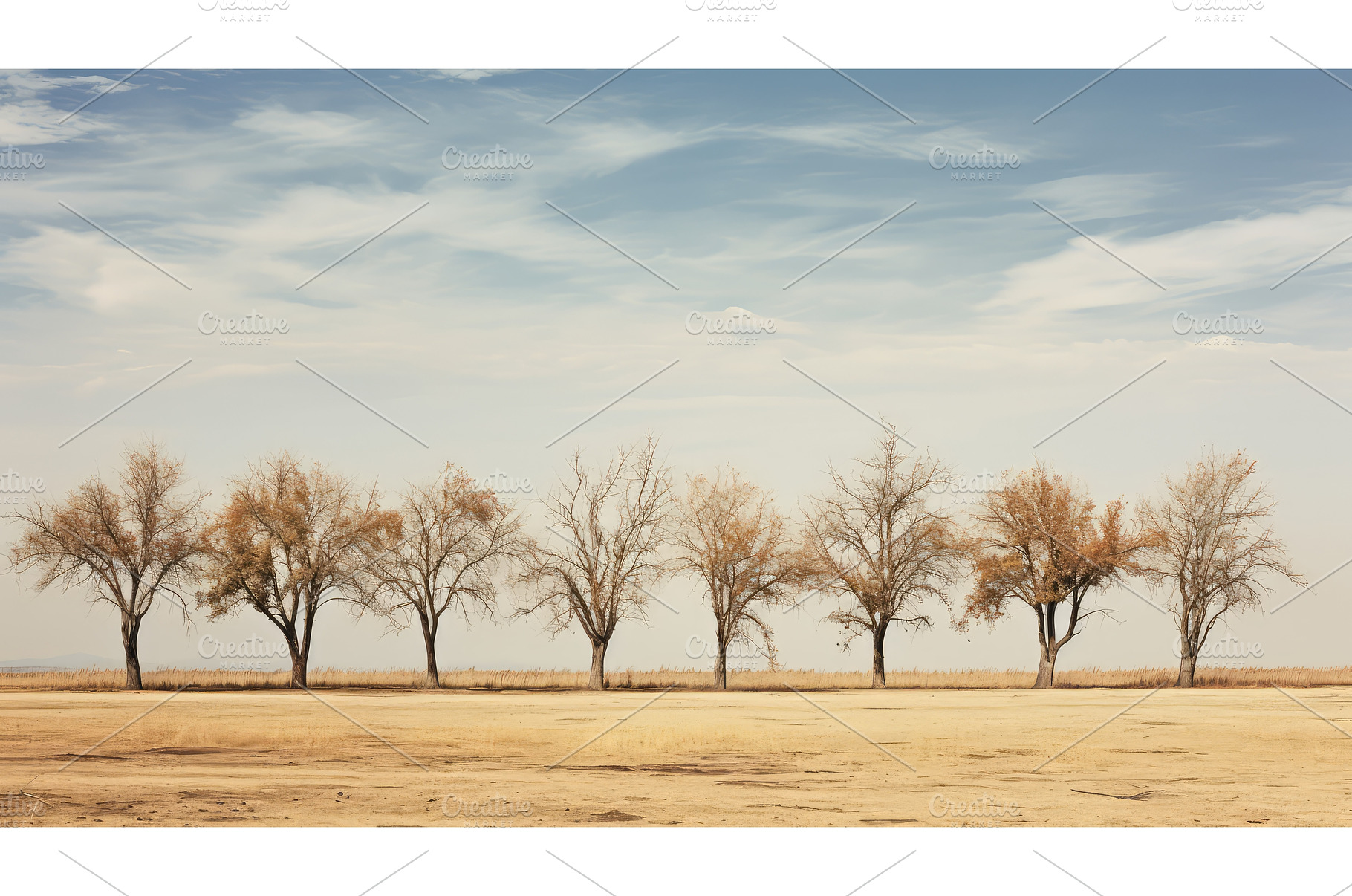 sparse drought trees ai generated, a Nature Photo by pikepicture