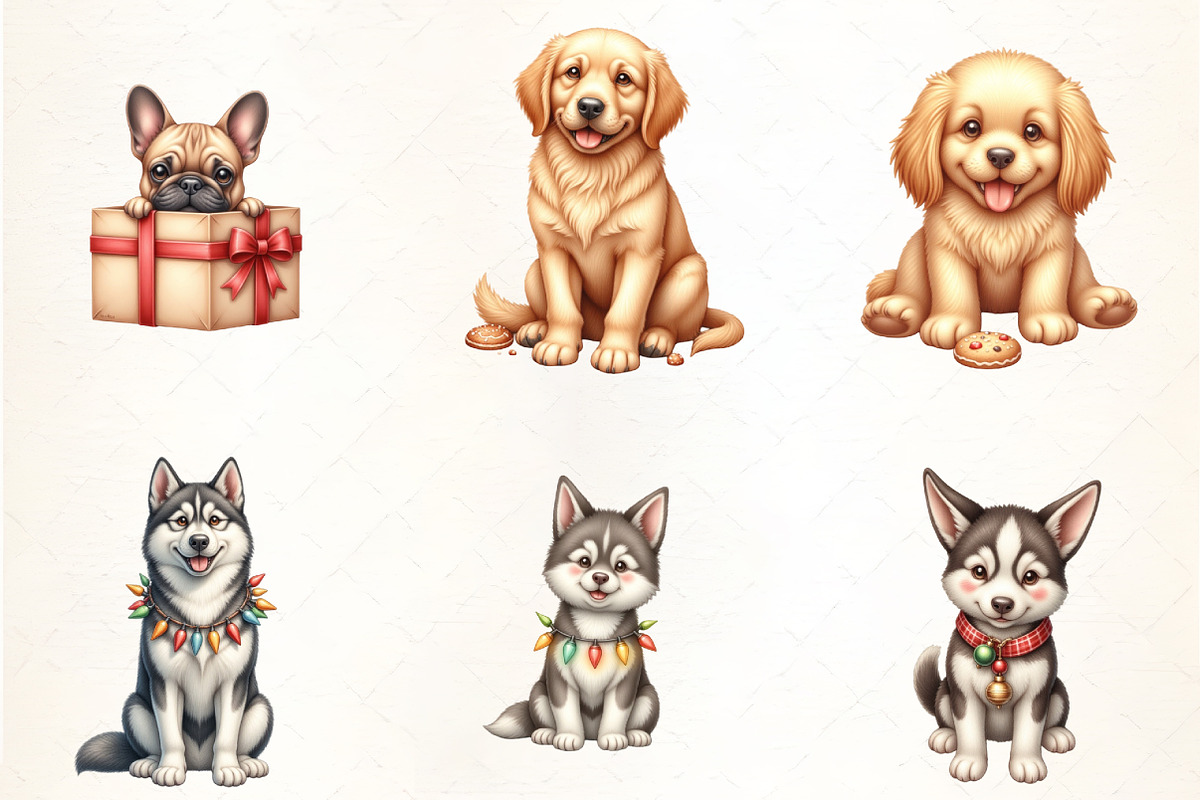 Funny Christmas Dog Portraits, an Illustration by CrexoraLab (Photo 1 of 5)