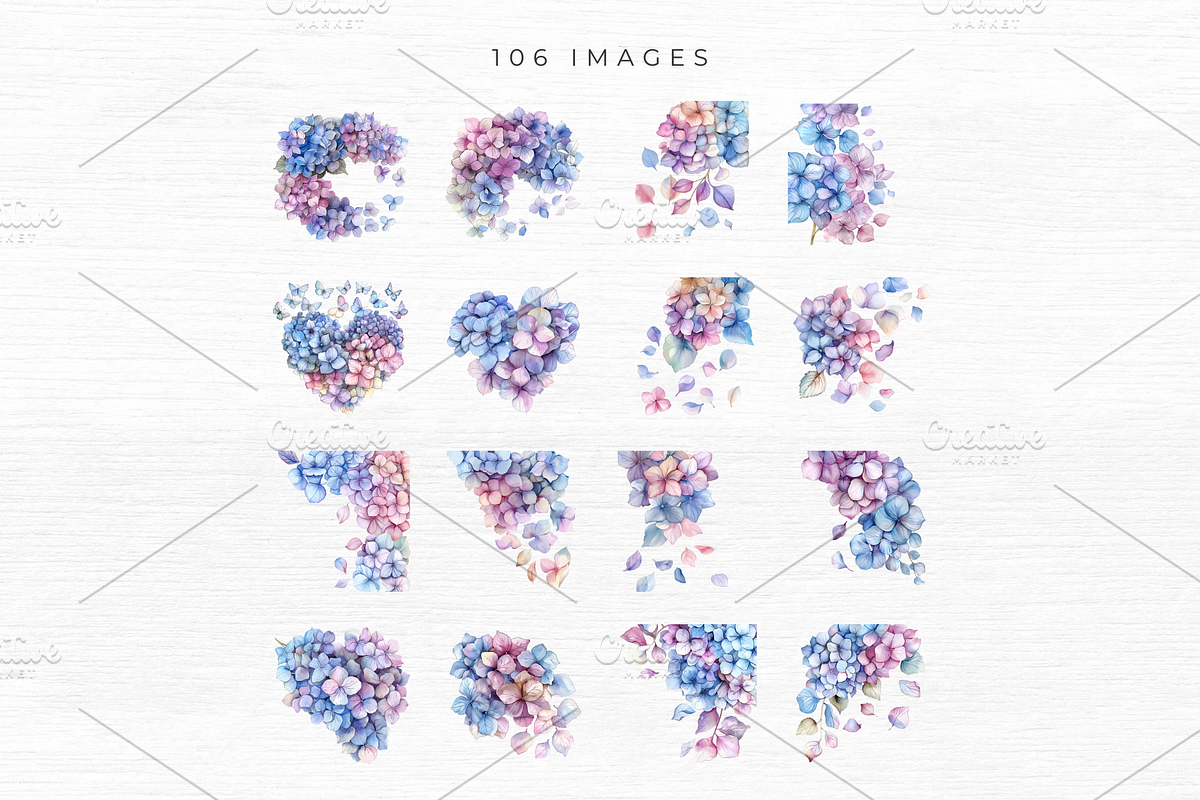 Hydrangea Clipart, Floral Clipart,, an Object Graphic by EllyandLima (Photo 9 of 9)