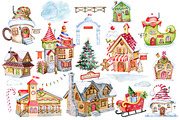 Christmas Houses Clipart, an Illustration by SimpleWishesArt (Thumbnail 2 of 5)