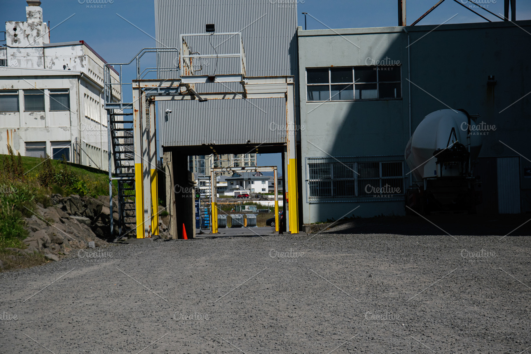 Industrial area in Akranes Iceland showcasing unique architecture and equipment, a Photo by AS photostudio