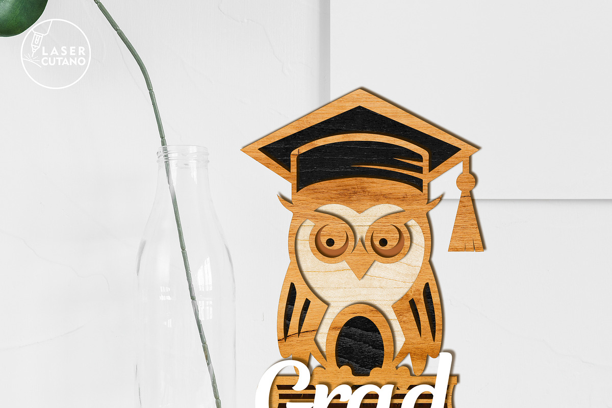 Graduation Owl Decorative Template, a Design Template by LaserCutano (Photo 2 of 6)