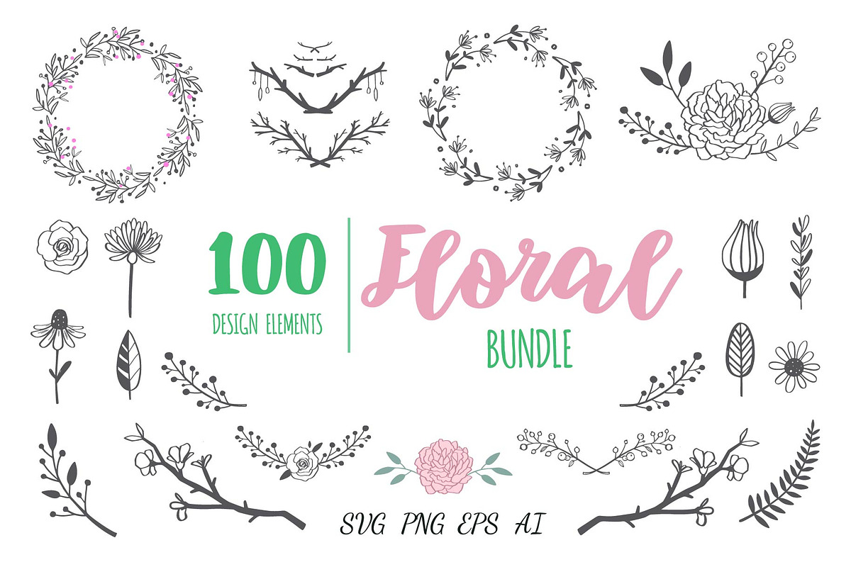 Boho floral line art hand drawn set, a Decorative Illustration by Wild Muse (Photo 1 of 7)