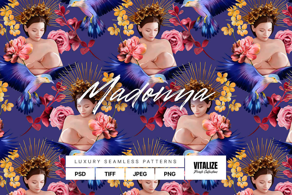Madonna — Luxury Tileable Pattern, a Pattern Graphic by Designnina Shop (Photo 1 of 13)