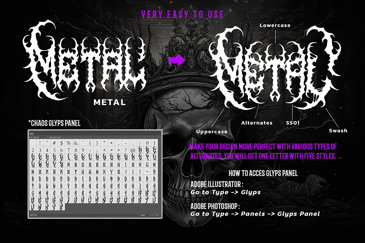 CHAOS – Black Metal Font, a Blackletter Font by Fonday Studio (Photo 8 of 9)
