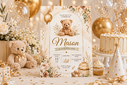 Teddy Bear First Birthday Invitation, an Invitation Template by S Graphic Studio (Thumbnail 4 of 10)