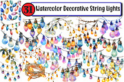 Watercolor Decorative String Lights, an Illustration by Design Market (Thumbnail 1 of 3)