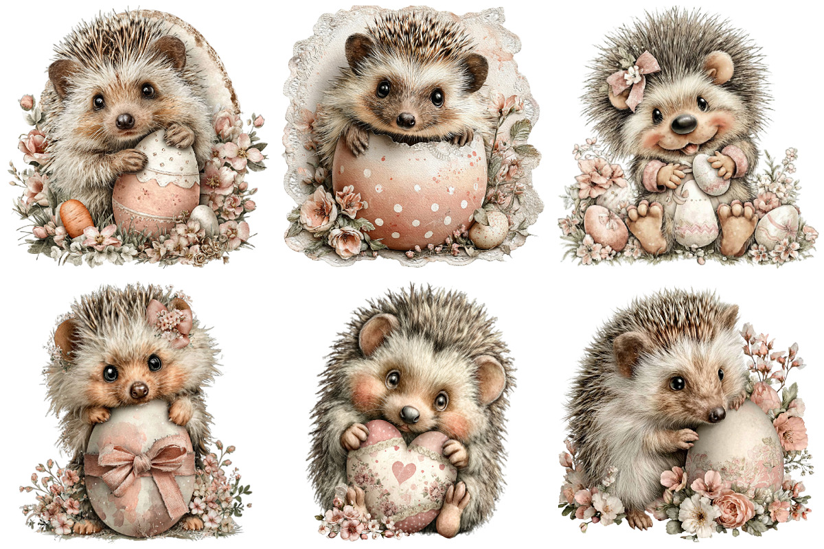 Whimsical Easter Hedgehog Clipart, a Graphic by CitraGraphics (Photo 4 of 4)