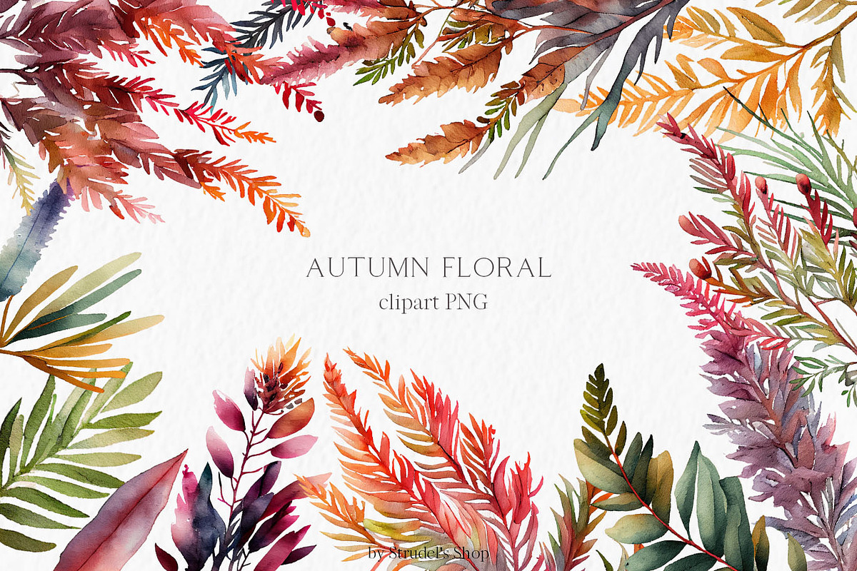 Autumn floral Watercolor Clipart PNG, an Object Graphic by MyLittleMeow (Photo 1 of 5)