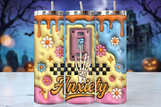Anxiety Skeleton Tumbler Wrap 20oz, a Decorative Illustration by Creative Art (Thumbnail 1 of 3)