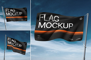 Outdoor Flag Mockup on Flagpole, an Advertising Mockup by Brand Earth