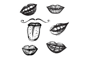 Vintage Smile And Mouth Drawing