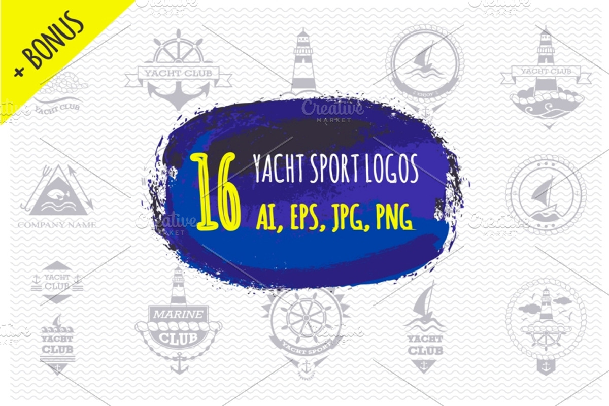 Set of yacht sport logos and emblems, a Branding & Logo Template by MariShop (Photo 1 of 3)