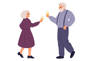 Happy grandparents holding waffle, a Person Illustration by Vectorbuum