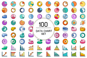 Pie Graph and Data Chart Icons Set, a Finance Illustration by Designfour