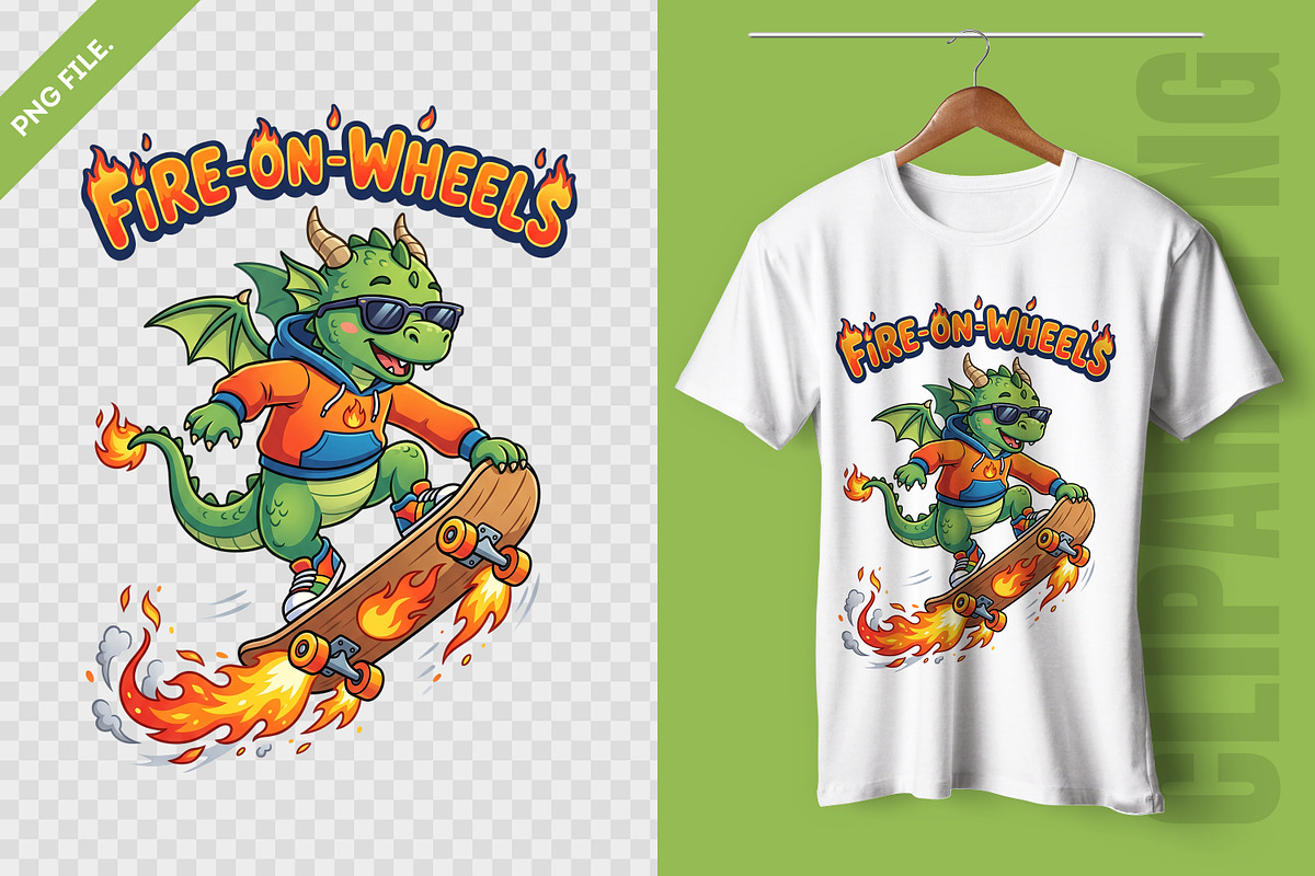 Retro Cartoon Skater Dragon Clipart, an Animal Illustration by zahidhossainalif (Photo 3 of 3)