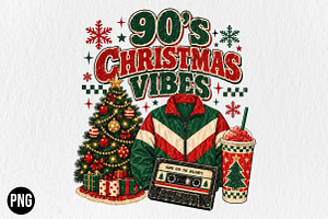 Retro Christmas Vibes PNG, a Seasonal Illustration by CraftArtStudio