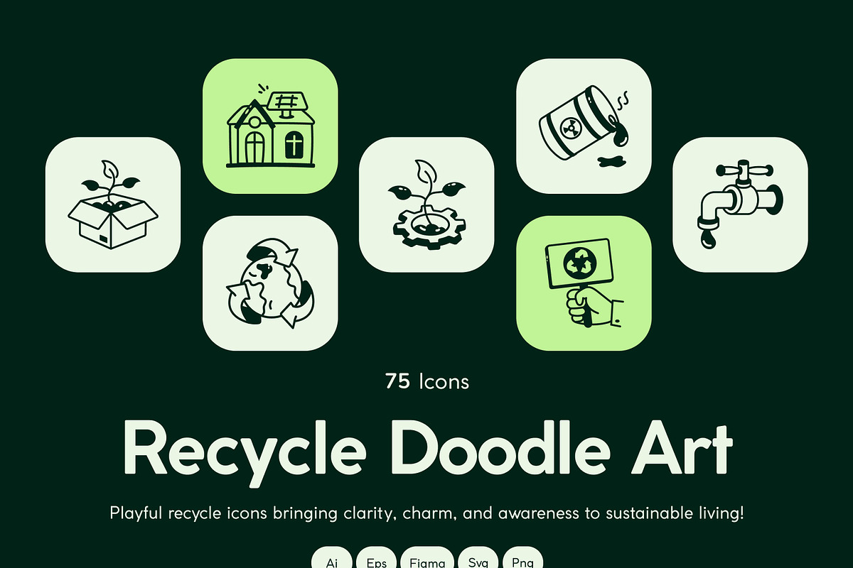 Recycle Doodle Art Set, an Outline Icon by Vectors Market (Photo 1 of 8)
