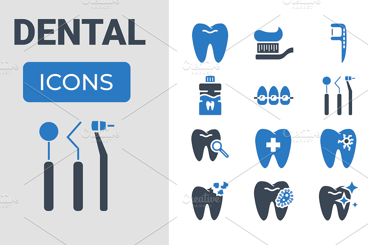 Dental Icons Set, a Solid Icon by Oleksii