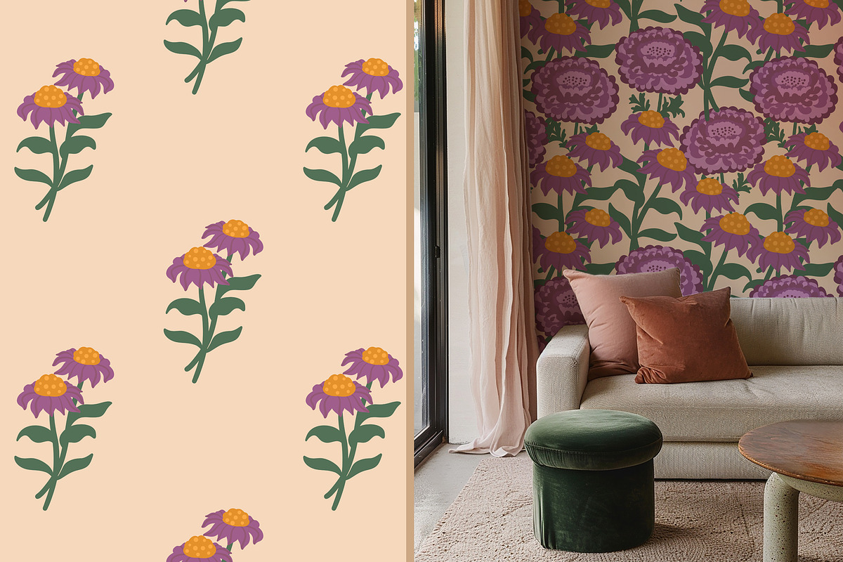 Garden Flowers patterns & clipart, a Pattern Graphic by Carpet Tapete Pretzel (Photo 9 of 15)