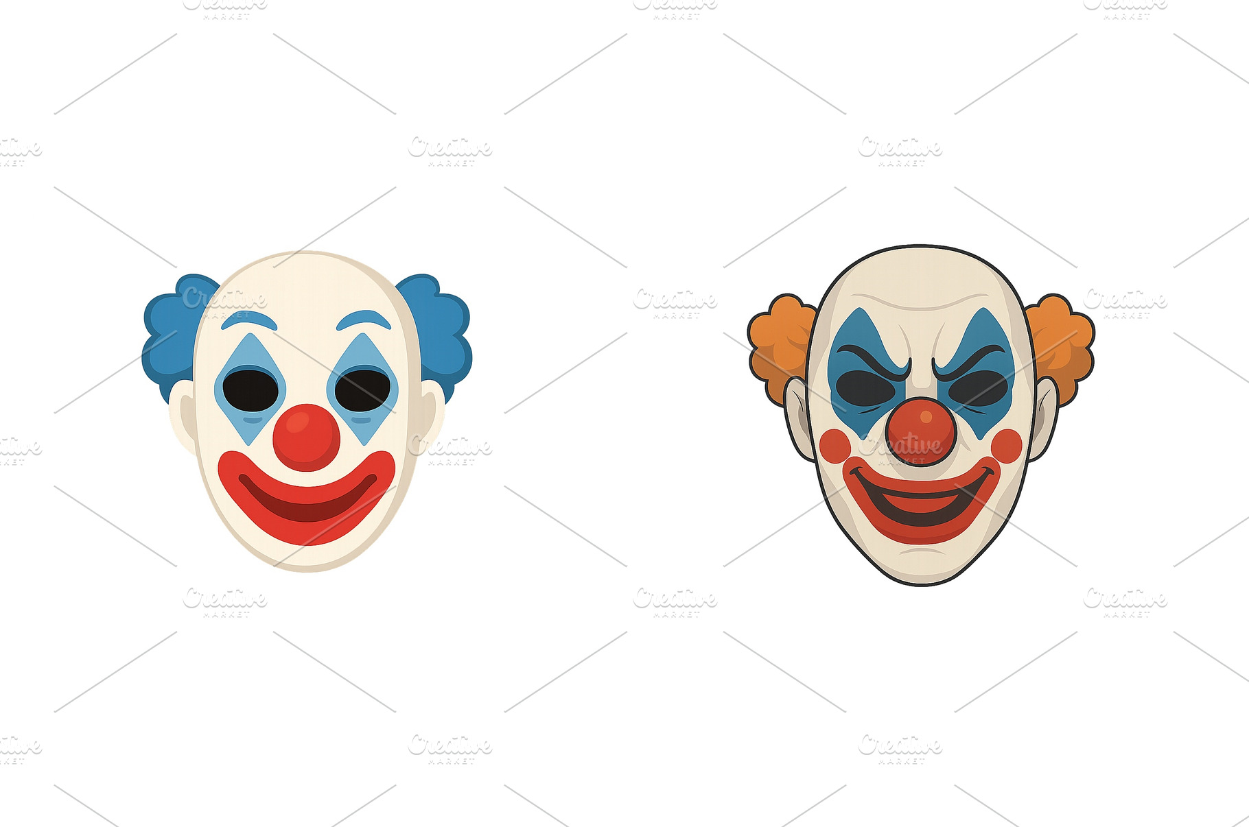 Clown masks displayed side by side, an Arts & Entertainment Photo by ZinetroN