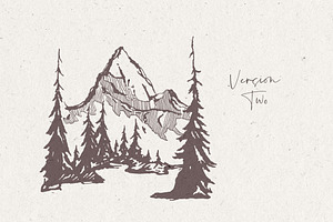 Hand Drawn Mountain Landscapes