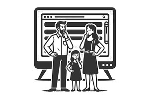 Family Thinking Together in Front, a Person Illustration by AlexArt