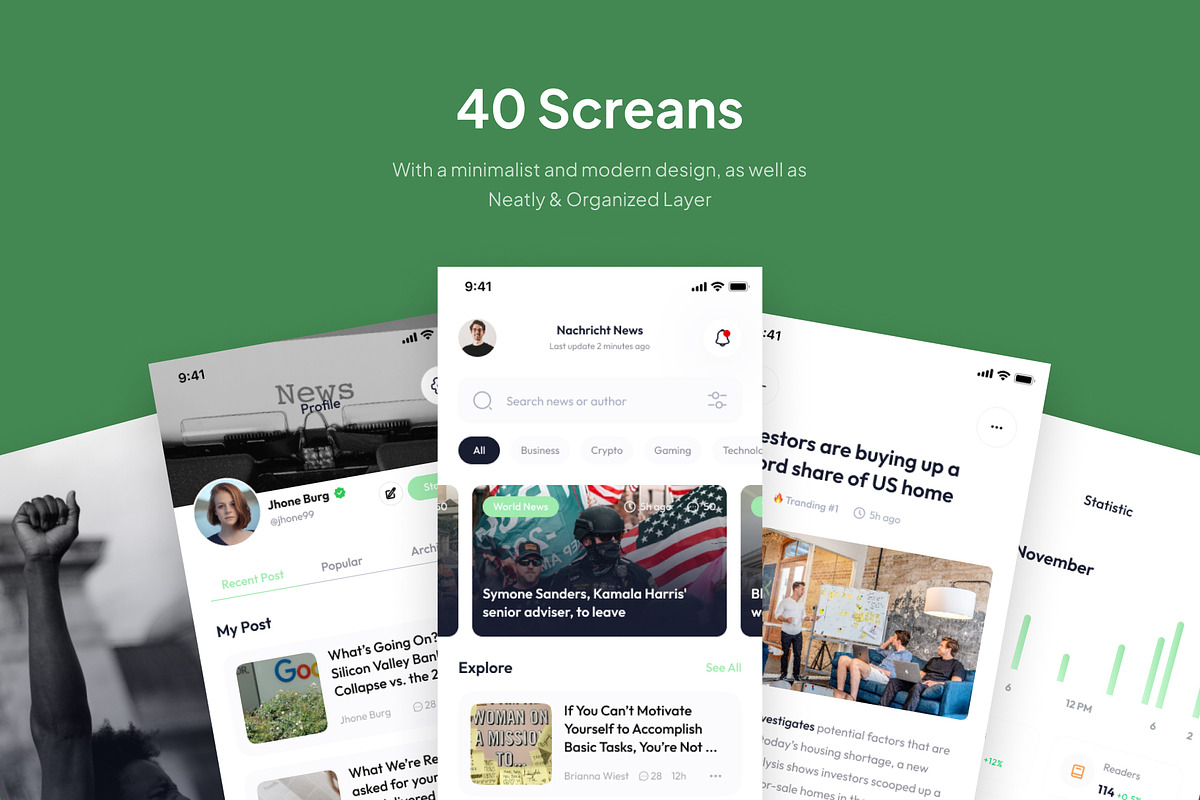 Nachricht - News Portal App Ui Kits, an UI Kit Template by Disconnect Studio (Photo 4 of 6)