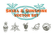 Skull & Sunshine Vector Set, an Illustration by lups design (Thumbnail 1 of 4)