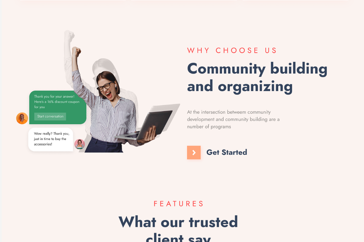 Community conceptual landing page, a Landing Page Template by FoxStore (Photo 6 of 6)