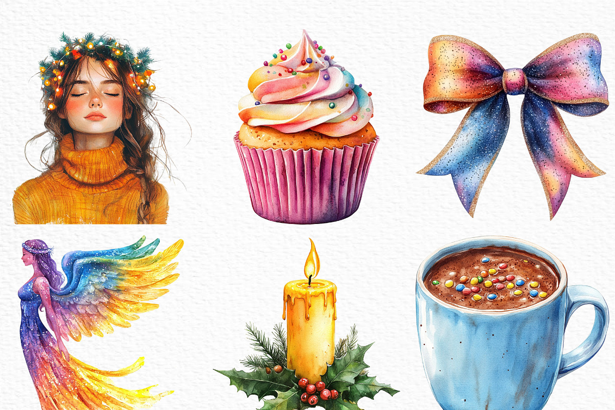 Merry & Bright Christmas Clipart, an Illustration by Craft Nest (Photo 3 of 6)