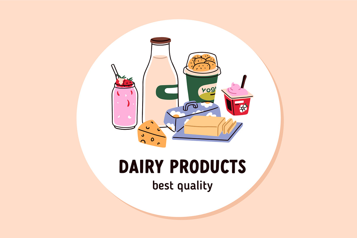 Dairy food products, milk drinks set, a Food Illustration by Good Studio (Photo 8 of 11)