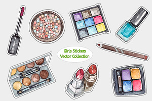 Girls Stickers Vector Set