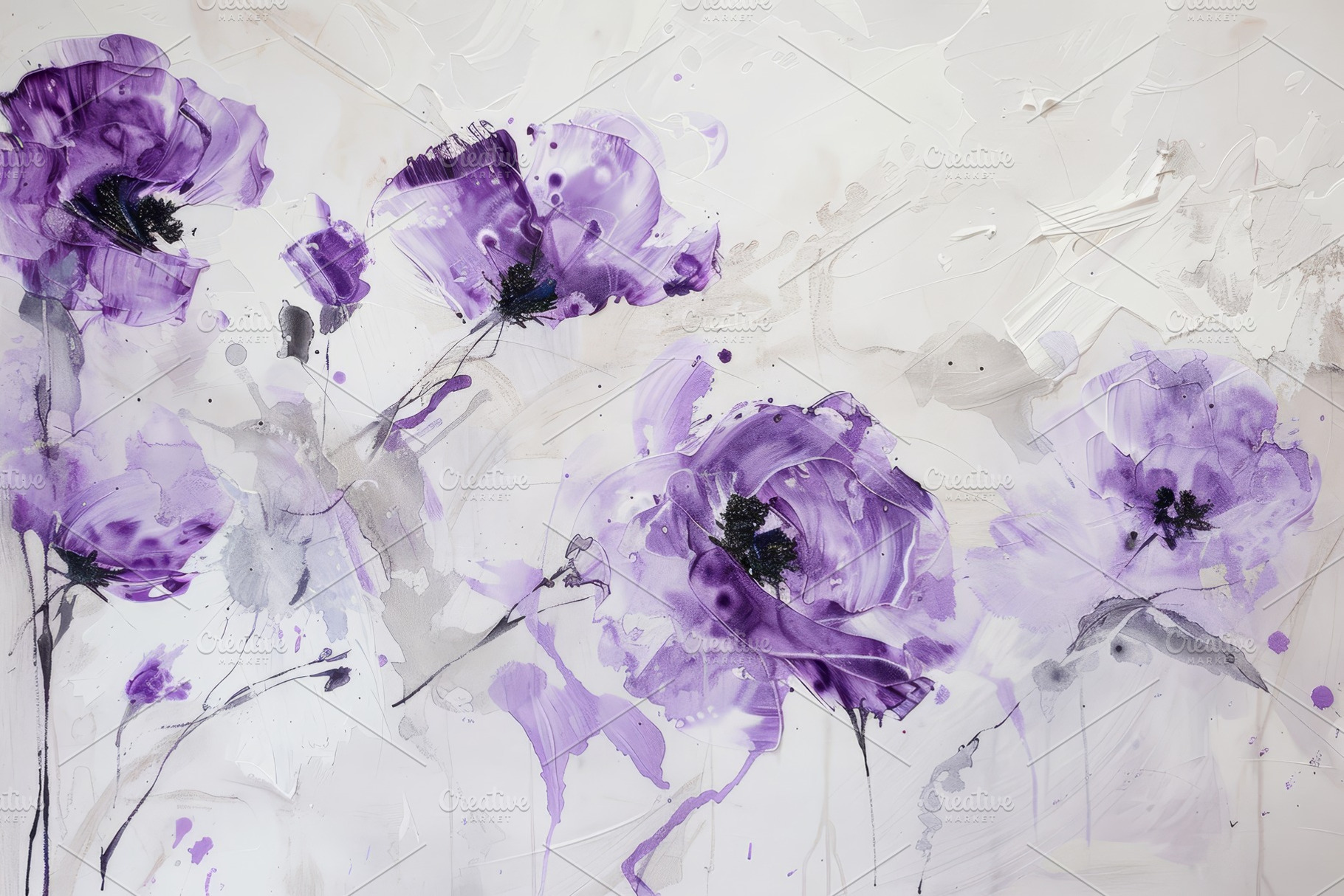 Vibrant purple poppy flowers bloom a, a Photo by Tanuart