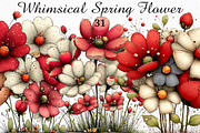 Whimsical Spring Flower Clipart, an Illustration by Craft Nest (Thumbnail 1 of 11)