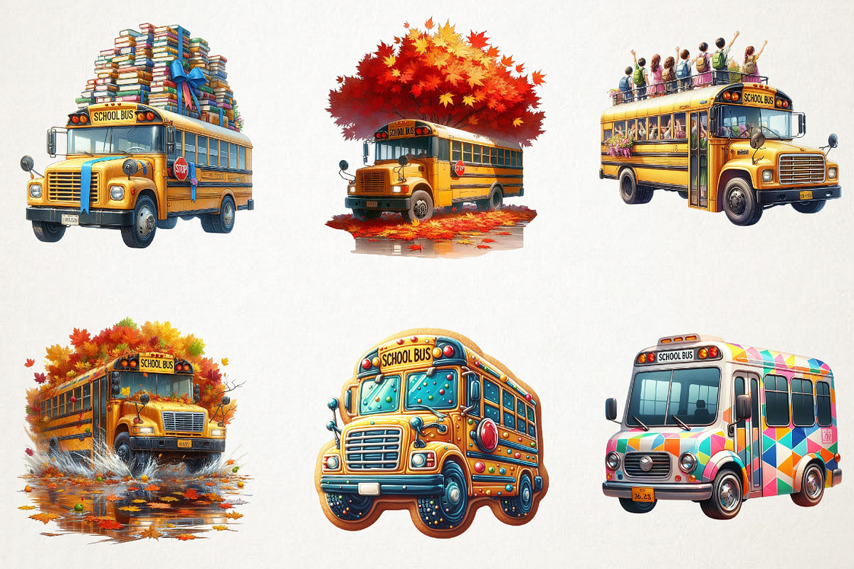 Back To School Bus Watercolor Png, an Illustration by RobertsArt (Photo 7 of 7)