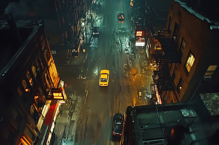 City street illuminated by yellow ca, a Photo by Iftikhar Alam
