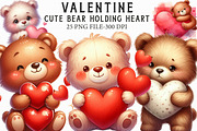 Cute Valentine Bear Holding Heart Cl, a Graphic by Libby Wishes (Thumbnail 1 of 6)