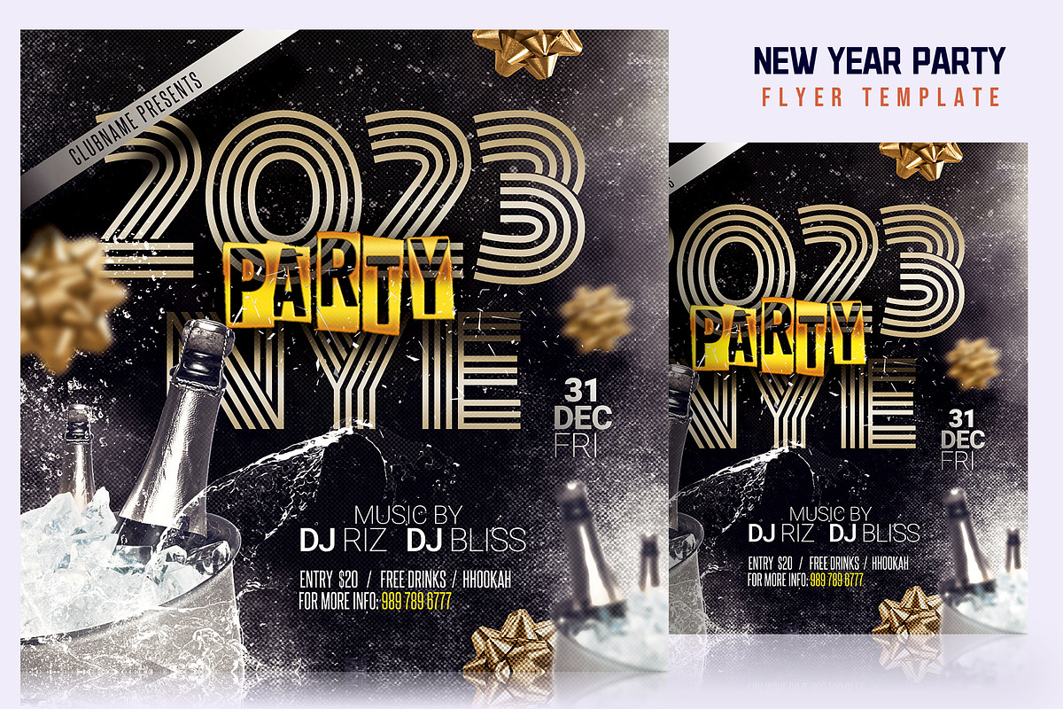 New Year Eve Party Flyer Template, a Flyer Template by Satgur Graphic Design (Photo 1 of 4)