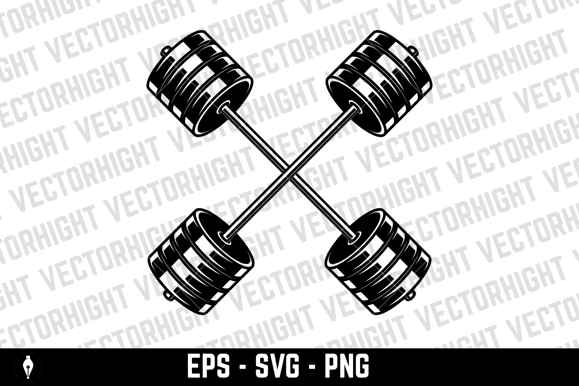 Illustration of a crossed barbells, an Object Graphic by Vectorhight