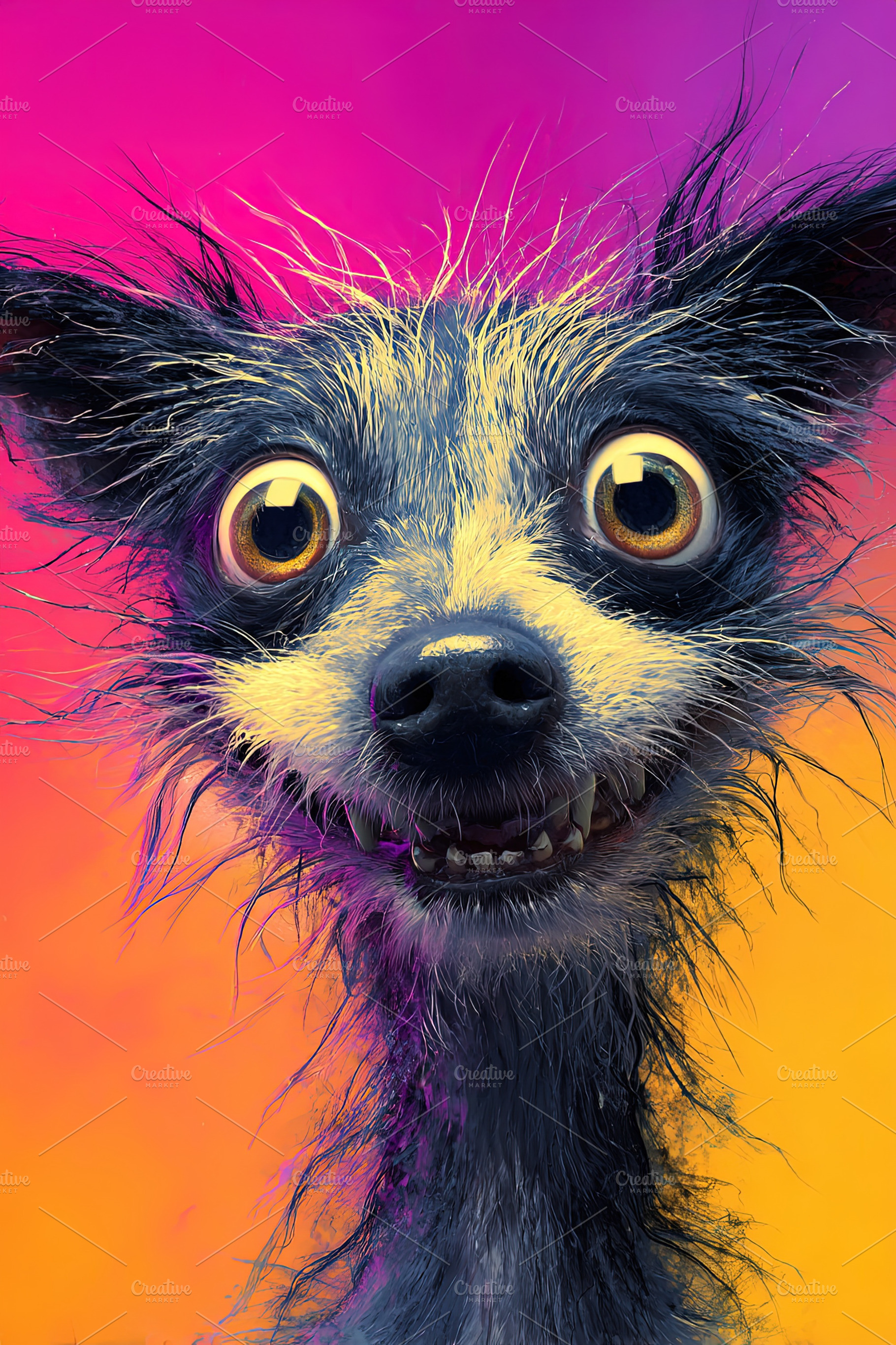 Close-up of a scruffy, wide-eyed dog with expressive features on, an Animal Photo by Ales Munt