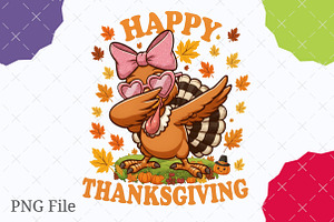 Happy Thanksgiving Girl Turkey PNG, an Illustration by designcity5