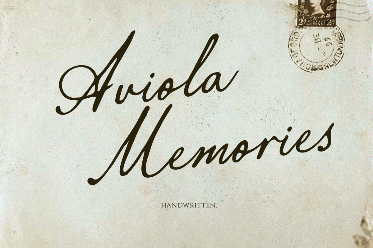 Aviola Memories - Romantic Script, a Script Font by Letterhend Studio (Photo 1 of 9)