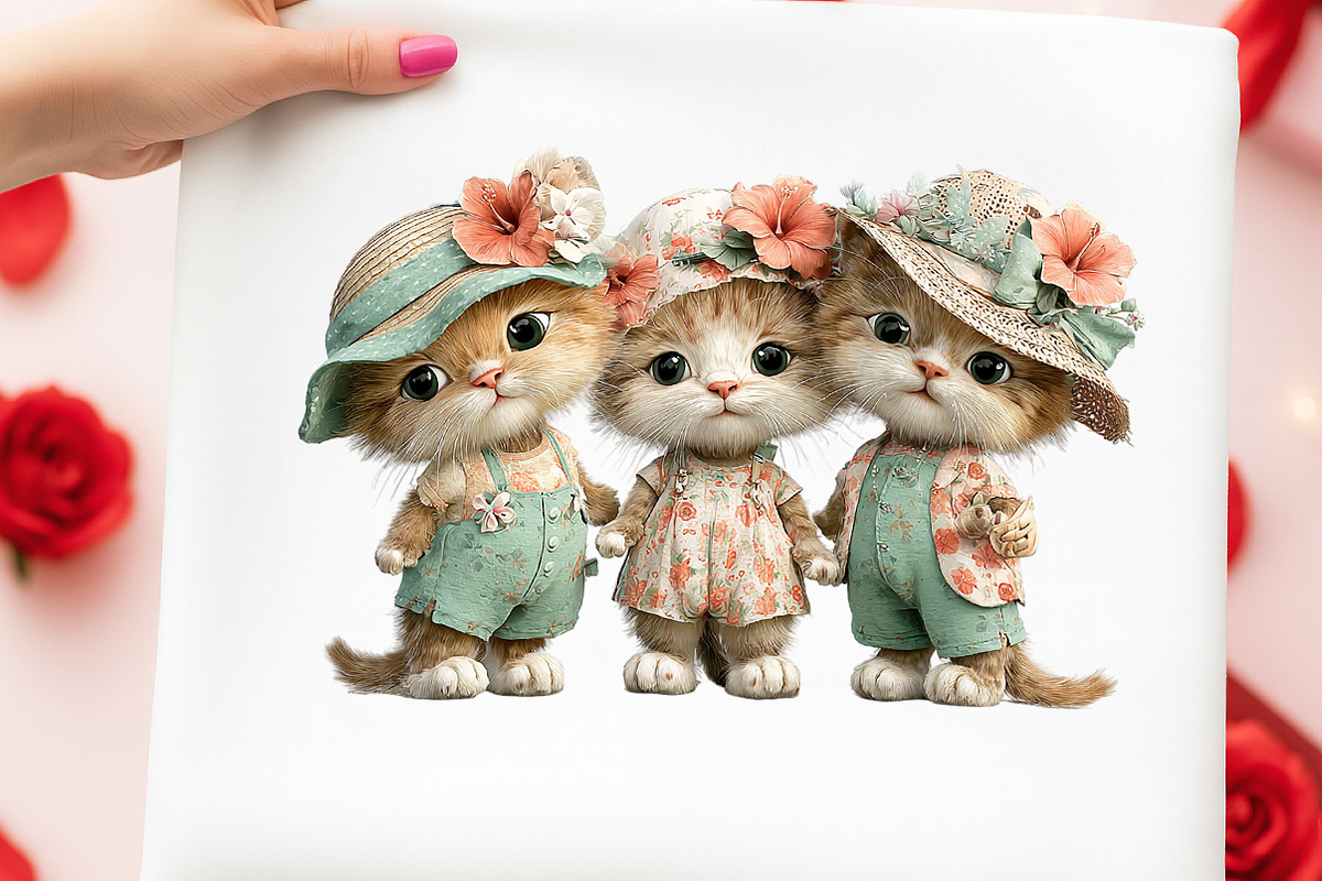 Whimsical Summer Cat Clipart, an Illustration by Digital Artistic99 (Photo 5 of 11)