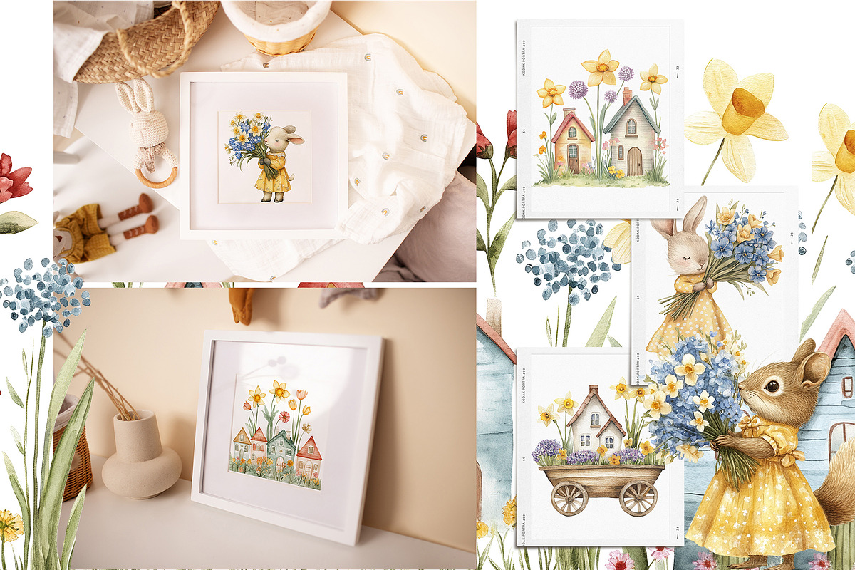 Spring woodland animal with bouquet, an Animal Illustration by Usis (Photo 5 of 7)