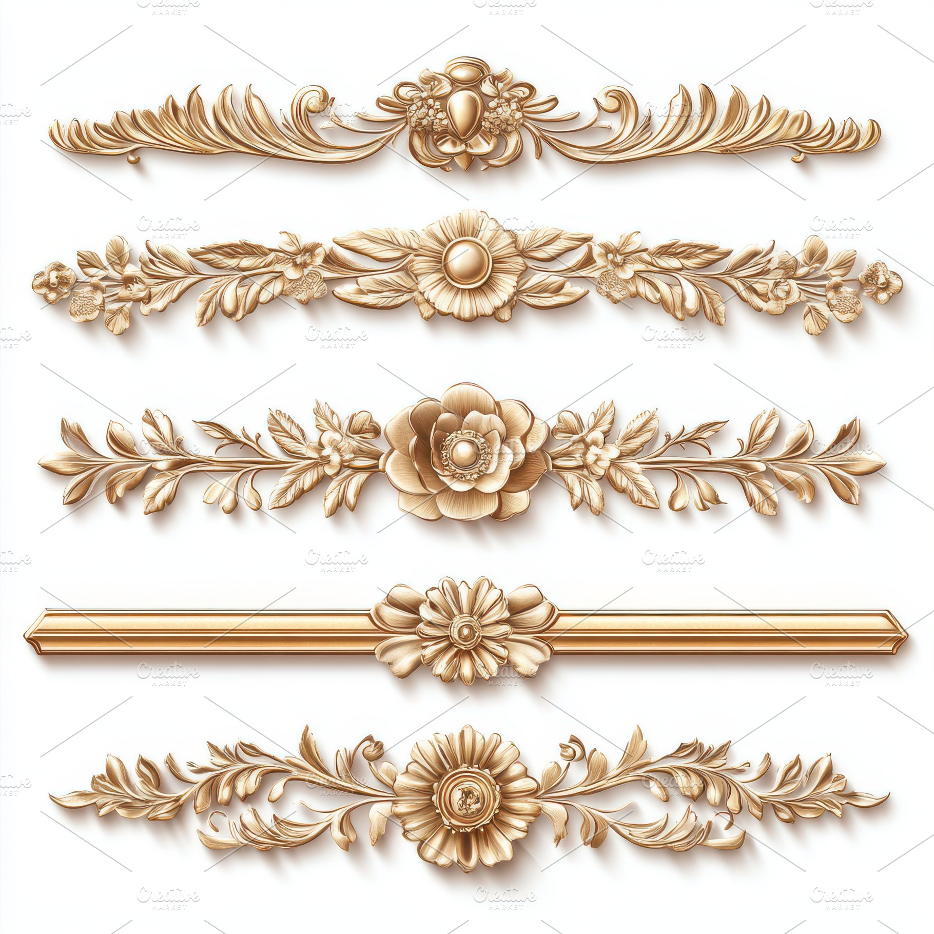 Golden floral ornaments elegant desi, an Abstract Photo by Pixeness Studio