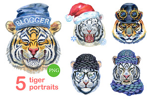 Cute watercolor tigers. Part 3, an Animal Illustration by Watercolor fantasy