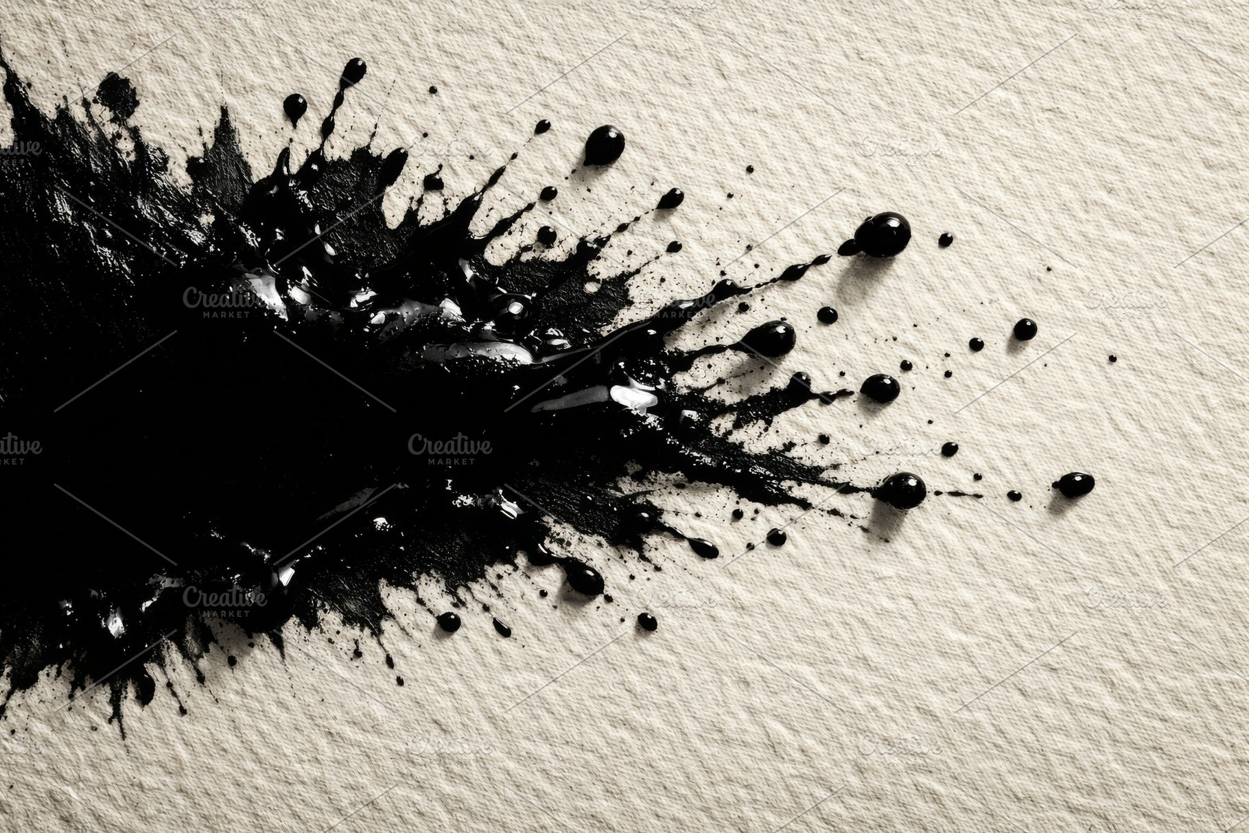 Ink splash on textured paper backgro, a Photo by Dvoevnore photos