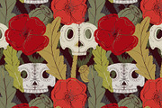 Folk art pattern poppy, sugar skull, a Pattern Graphic by NayaChu (Thumbnail 1 of 10)